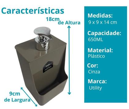 Imagem de Porta Detergente Dispenser Sabão Liquido Suporte Bucha 600ml