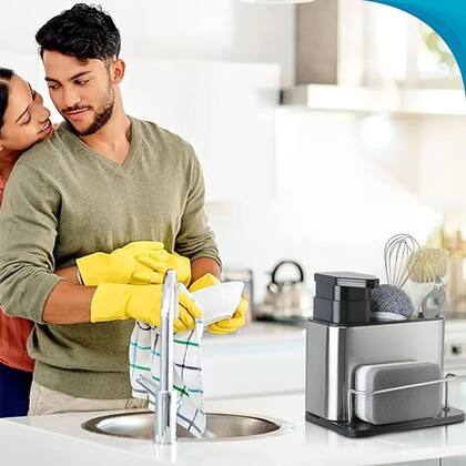 Imagem de Porta Detergente em Inox 3 em 1 com Acabamento Elegante e Qualidade Garantida para Mais Durabilidade