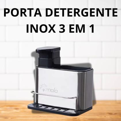 Imagem de Porta Detergente Suporte Esponja Dispenser em Inox 3 em 1