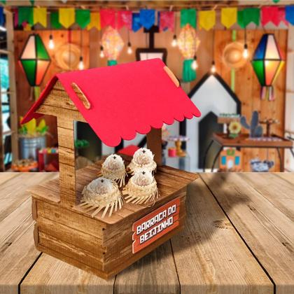 Imagem de Porta Docinhos de Festa Junina Barraca do Beijinho em EVA Decoração Bandeja de Mesa para Doces