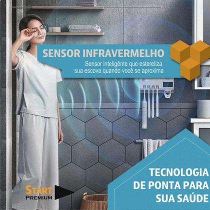 Imagem de Porta Escova de Dentes Suporte para Banheiro Esterilizador Elétrico C/Led