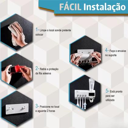 Imagem de Porta Escova de Dentes Suporte para Banheiro Esterilizador Elétrico C/Led