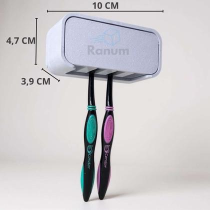 Imagem de Porta Escovas de Dente Parede  Instalação Sem Furo  Suporte Para 4 Escovas c/ Fita Dupla Face