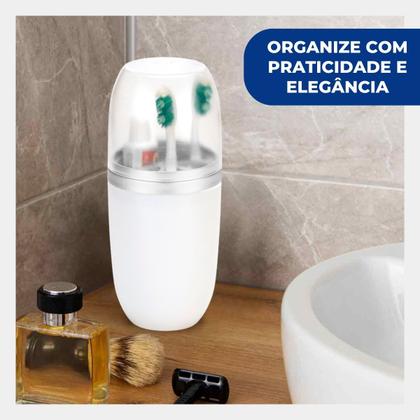 Imagem de Porta Escovas De Dente Suporte Pasta de Dente Com Tampa Plastico Pia Banheiro Lavabo Viagem 500ml Arthi