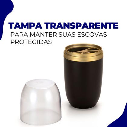 Imagem de Porta Escovas De Dente Suporte Pasta de Dente Com Tampa Plastico Pia Banheiro Lavabo Viagem 500ml Arthi