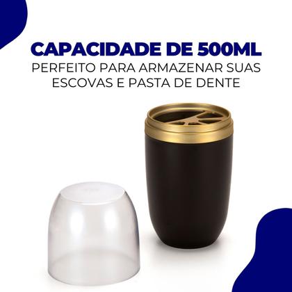 Imagem de Porta Escovas De Dente Suporte Pasta de Dente Com Tampa Plastico Pia Banheiro Lavabo Viagem 500ml Arthi