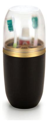Imagem de Porta Escovas Pasta Creme De Dente 500ml Preto Dourado Com Tampa Arthi