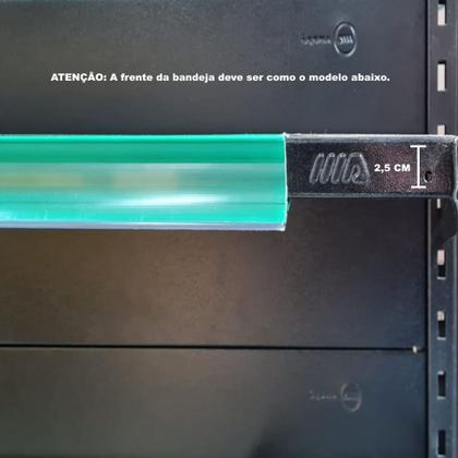Imagem de Porta Etiqueta Bandeja Gondola LX 92 Cm Verde Kit Com 30