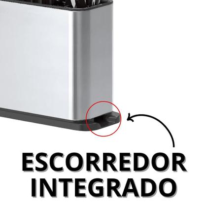 Imagem de Porta Facas De Cozinha Escorredor De Talheres Inox Suporte Talher Pia Escorredores De Louça Faca