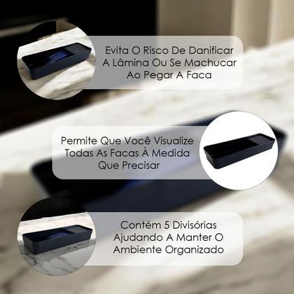 Imagem de Porta Facas Organizador Separador com Divisórias Removíveis