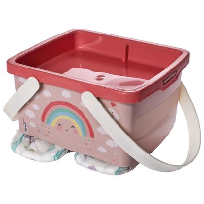 Porta Fraldas Caixa Organizadora 4,6l Com Alça Plasútil Imagem de Porta Fraldas Caixa Organizadora 4,6l Com Alça Plasútil