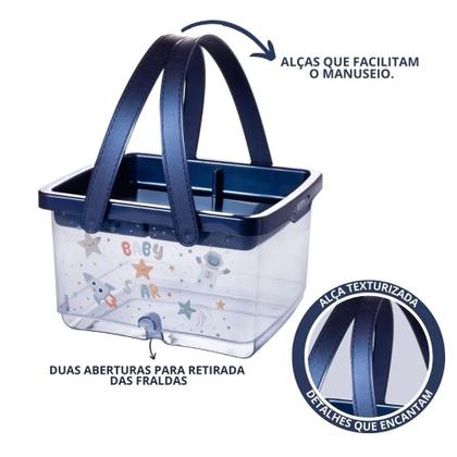 Porta Fraldas Caixa Organizadora 4,6l Com Alça Plasútil Imagem de Porta Fraldas Caixa Organizadora 4,6l Com Alça Plasútil