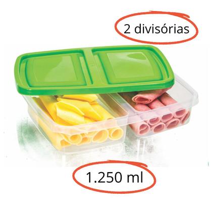 Imagem de Porta Frios Com 2 Divisórias Pote Multiuso 1250 Ml Cores Sortidas