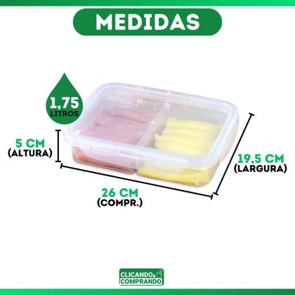 Imagem de Porta Frios Com 4 Travas e Divisória Pote Hermético Transparente Container de Alimentos