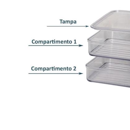 Imagem de Porta Frios Duplo Transparente Acrilico Organizador Com Tampa