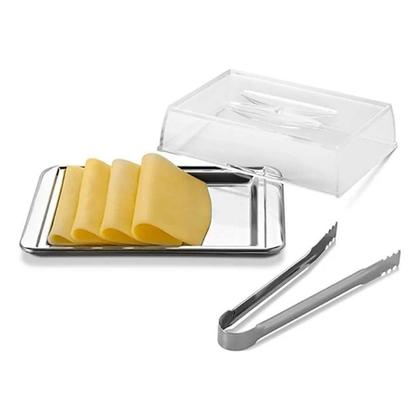 Imagem de Porta Frios Empilhável Inox com Pinça Lyon 3 Peças