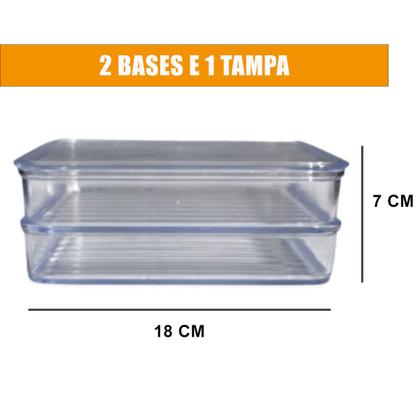 Imagem de Porta Frios Presunto Queijo Acrílico Duplex Duplo Com Tampa