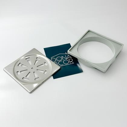 Imagem de Porta Grelha Abs E Ralo Simples Inox Quadrado 10x10 Kit Banheiro Caixilho Suporte Para Ralo Box