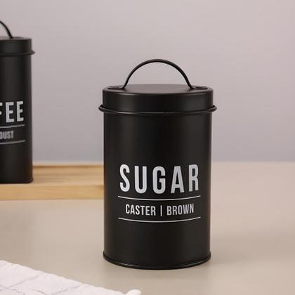 Imagem de Porta Herméticos Açúcar Condimentos Decoração 800ml Organizador Lata Aço Mantimento