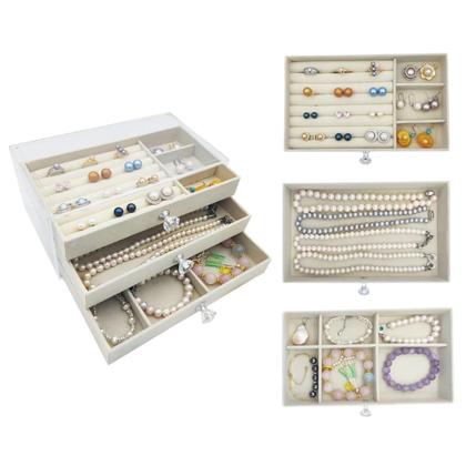 Imagem de Porta Joia Acrílico 3 Camadas Brinco Anel Compartimento caixa de armazenamento de joias