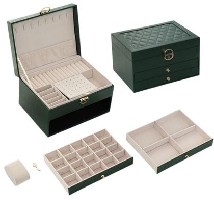 Imagem de Porta Joias 2 Gavetas material sintético Caixa De Bijuteria Com Chave