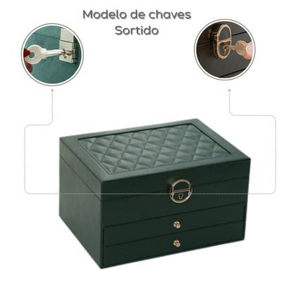 Imagem de Porta Joias 2 Gavetas material sintético Caixa De Bijuteria Com Chave
