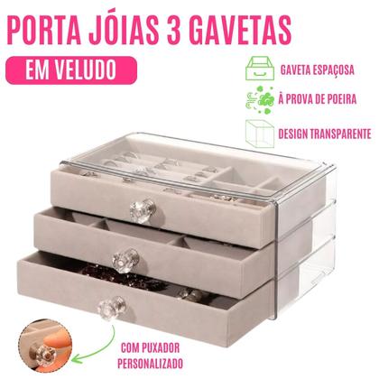 Imagem de Porta Joias C/ Divisórias Organizador de Bijuteria P/ Viagem Compartimentos Colares Pulseiras Anéis Brincos