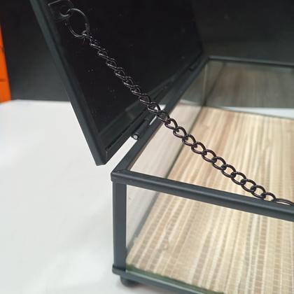 Imagem de Porta-Joias Home&Co 6x10x20cm Vidro Bege Decoração para Casa Sala e Ambiente