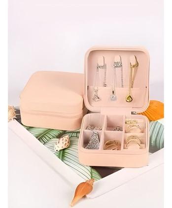 Imagem de Porta Jóias Portátil Viagem Estojo Maleta Caixa Couro Bag