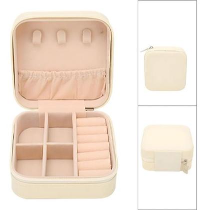 Imagem de Porta Jóias Portátil Viagem Estojo Maleta Caixa Couro Bag