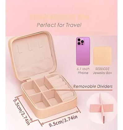 Imagem de Porta Jóias Portátil Viagem Estojo Maleta Caixa Couro Bag