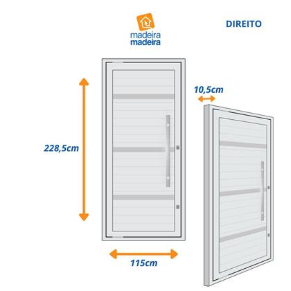 Imagem de Porta Lambri Pivotante de Aluminio 228x115cm com Puxador Reto Preto