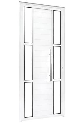 Imagem de Porta lambril c/puxador vision 6 vidros 2,10 x 0,80 esquerda alumínio branco