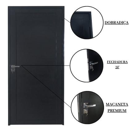 Imagem de Porta Lambril de Alumínio 210 x 100cm com Maçaneta Premium Linha 30 Lado Direito Preto