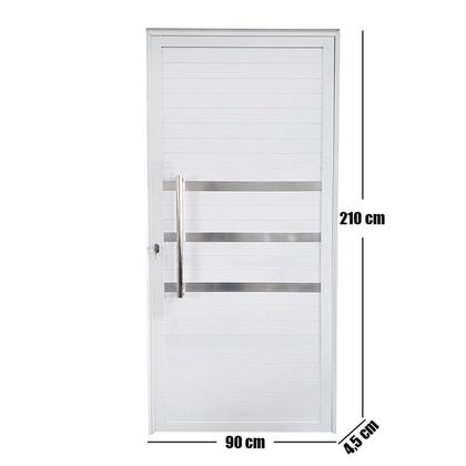 Imagem de Porta Lambril de Alumínio Esquerda 210 x 90cm com Friso Linha Veneza Esquadrias Bergamo