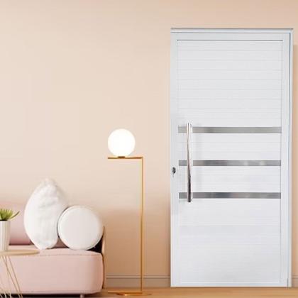 Imagem de Porta Lambril de Alumínio Esquerda 210 x 90cm com Friso Linha Veneza Esquadrias Bergamo