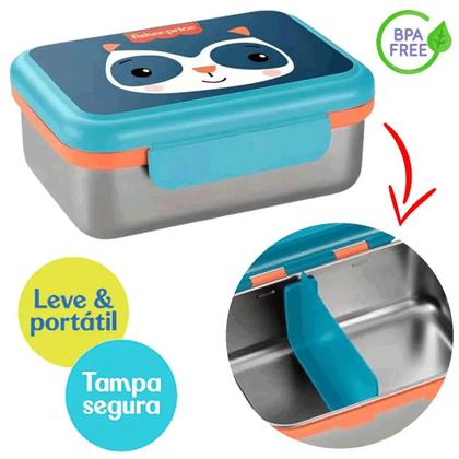 Imagem de Porta lanches bento box Aço Inox Fisher Price Hot Cold Azul 800ml
