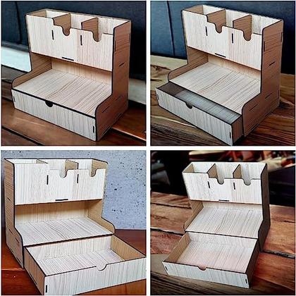 Porta Lapis Porta Treco Organizadora de Mesa com Gaveta Mdf - LUALKI Imagem de Porta Lapis Porta Treco Organizadora de Mesa com Gaveta Mdf