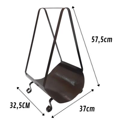 Imagem de Porta Lenha Cesto Suporte Lareira Multiuso Ouro Envelhecido