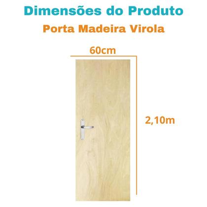 Imagem de Porta Lisa 60x210 Com 1 Fechadadura E 03 Dobradiças Virola