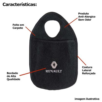 Imagem de Porta Lixo Automotivo Carpete com Logo Bordado RENAULT