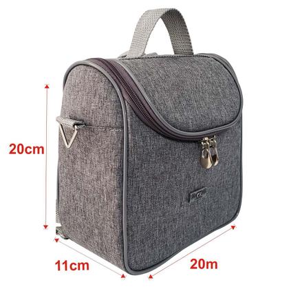 Imagem de Porta Mamadeira Térmico Cinza Para Até 5 Mamadeiras Frasqueira Bebê Compacta 4L Passeio Maternidade Luxo Térmica Reforçada Isolamento PVC