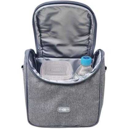 Imagem de Porta Mamadeira Térmico Cinza Para Até 5 Mamadeiras Frasqueira Bebê Compacta 4L Passeio Maternidade Luxo Térmica Reforçada Isolamento PVC