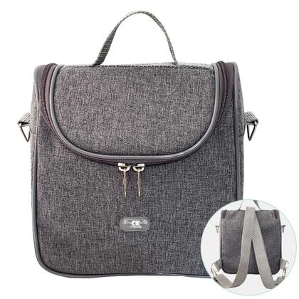 Imagem de Porta Mamadeira Térmico Cinza Para Até 5 Mamadeiras Frasqueira Bebê Compacta 4L Passeio Maternidade Luxo Térmica Reforçada Isolamento PVC