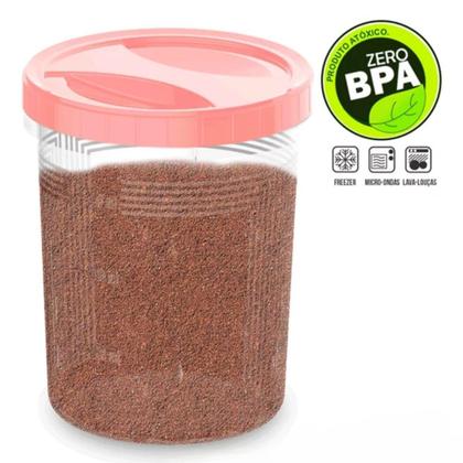 Imagem de Porta Mantimento Conjunto com 5 Potes e Tampa Com Rosca Rosa