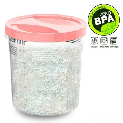 Imagem de Porta Mantimento Conjunto com 5 Potes e Tampa Com Rosca Rosa