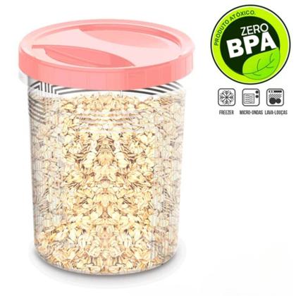 Imagem de Porta Mantimento Conjunto com 5 Potes e Tampa Com Rosca Rosa