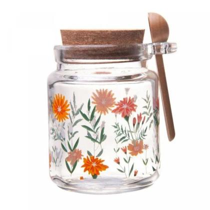 Imagem de Porta Mantimento em Vidro C/ Colher de Bambu Flora 240ml - Lyor