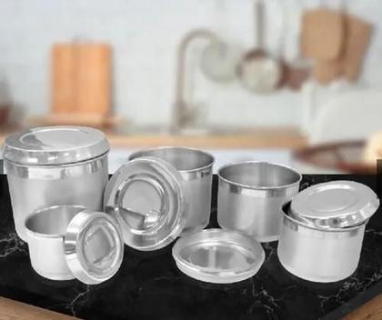 Imagem de Porta Mantimentos Pote Vasilha De Alumínio Kit Com 5 Peças