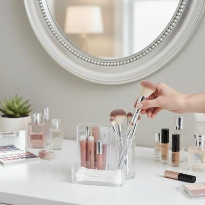 Imagem de Porta Maquiagem de Pincel e batom Organizador Acrílico Para Cosméticos